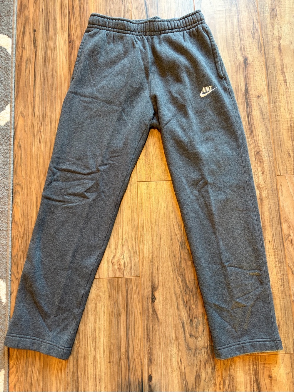 Nike Size Small Dark Gray Fleece Joggers with White Swoosh